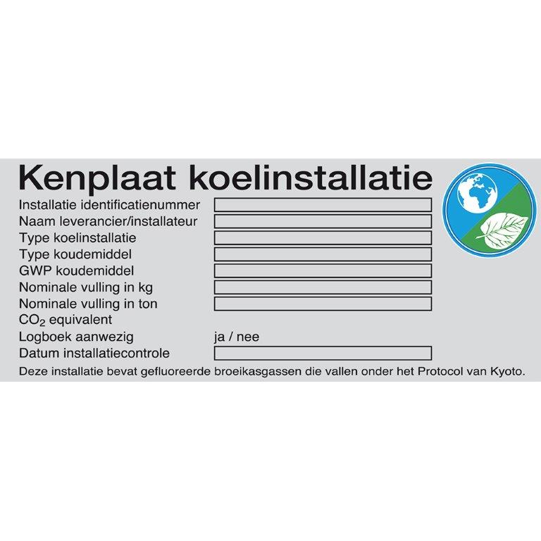 N871-2105 Kenplaten voor koelinstallaties, 1 vel, 4 stickers